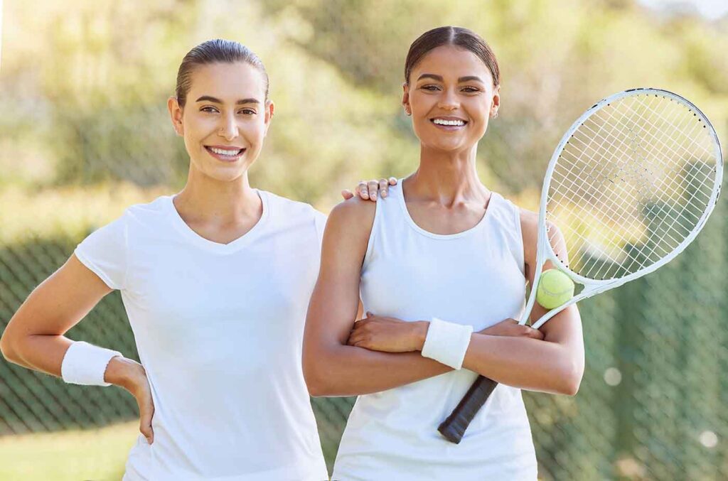 Two female tennis players